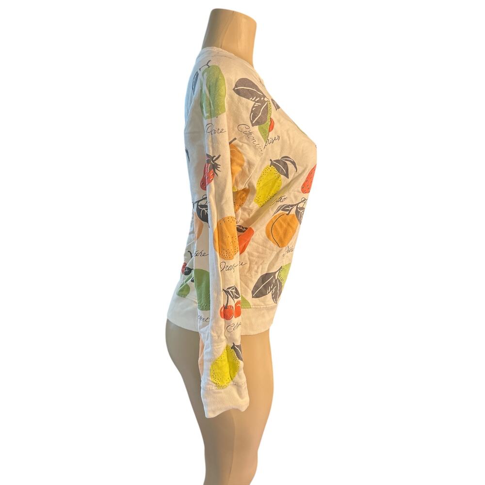 Women XS Anthropologie Back When Graphic Sweatshirt Fruit Medley Print Sweater - Picture 5 of 6